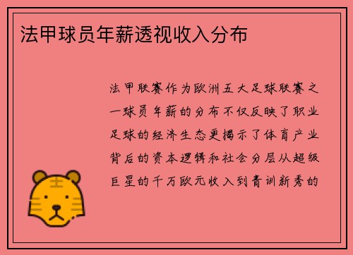 法甲球员年薪透视收入分布